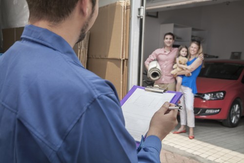 Moving office items through a Greenwich building with access considerations