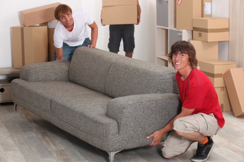 Furniture and boxes being loaded for a Greenwich relocation